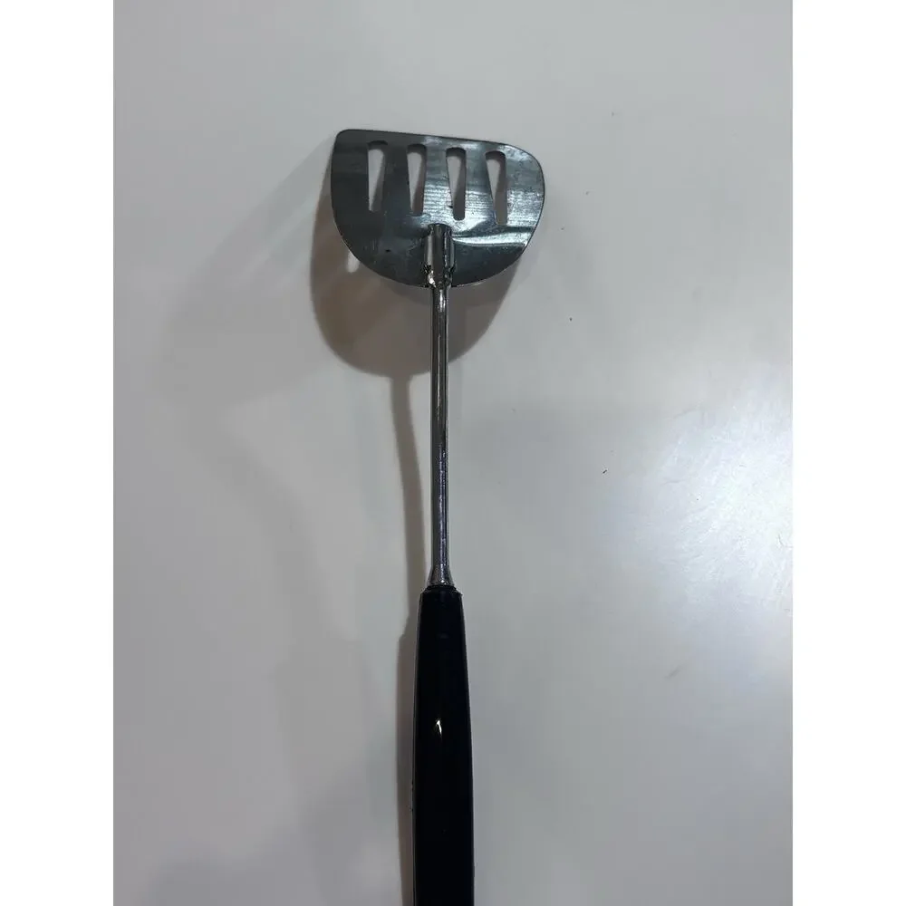 Vintage Ekco Long Angled Spatula Turner Slotted USA Black Handle 10.5